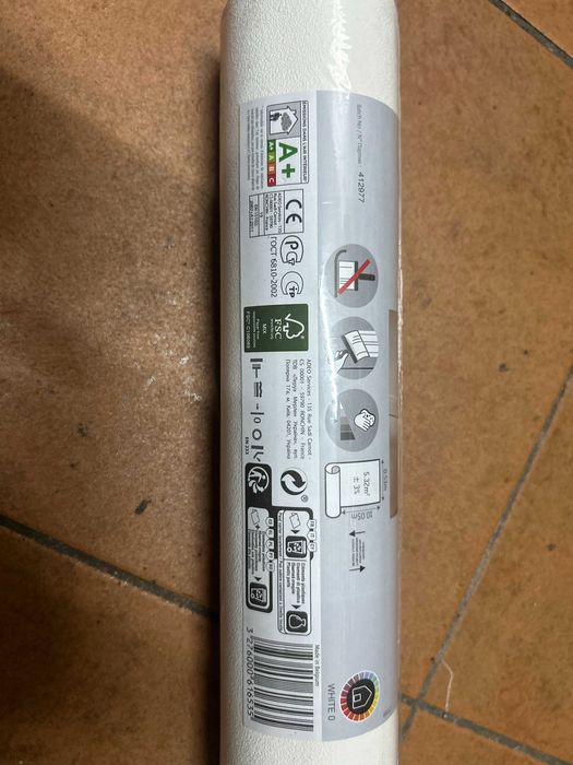 Rolo de papel de parede branco – novo, lacrado – Faro