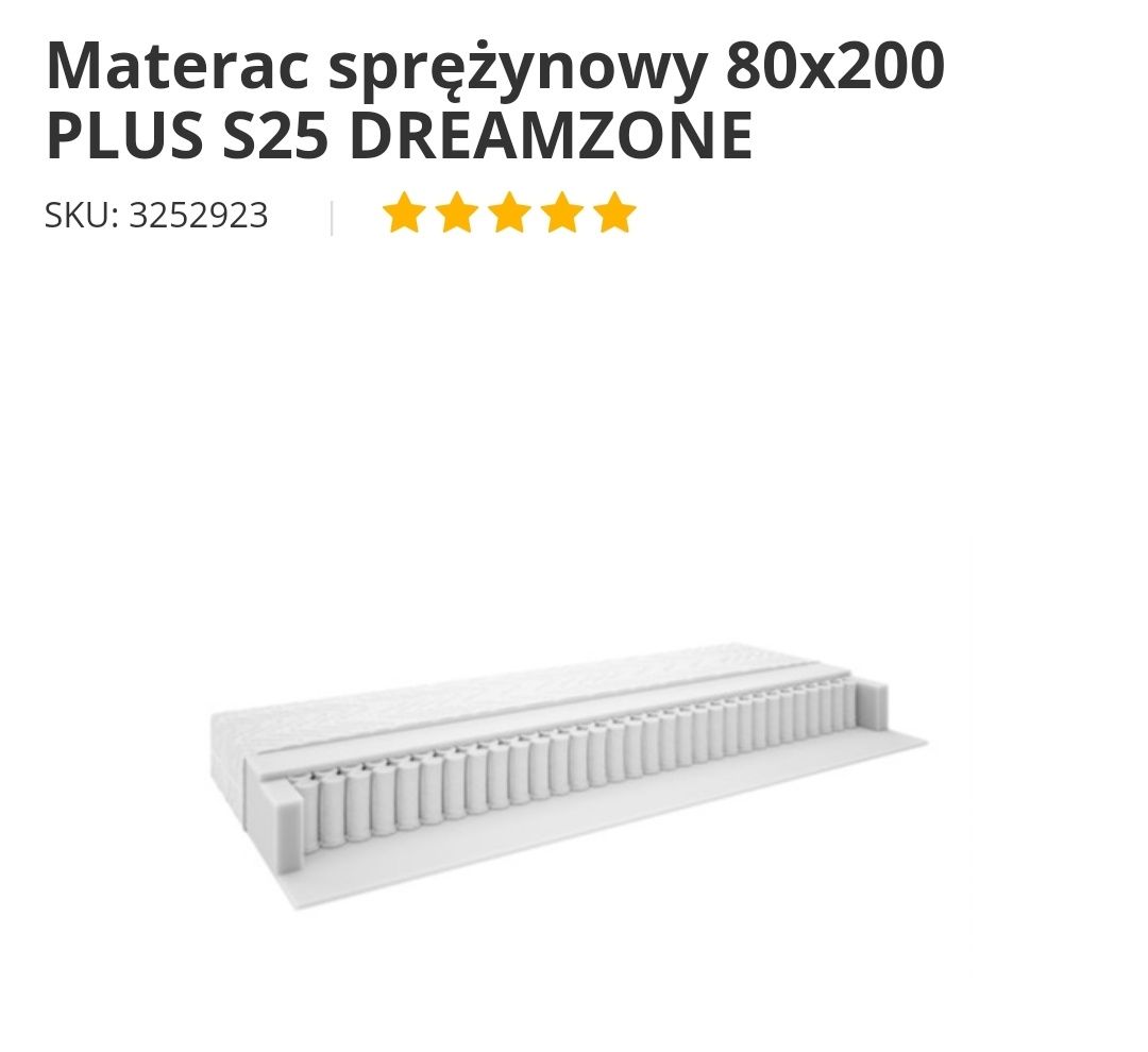 Materac sprężynowy 80x200 PLUS S25 DREAMZONE