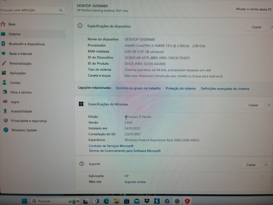 Desktop Gaming HP Pavilion TG01-1044ns  - Intel Core i5-10400F