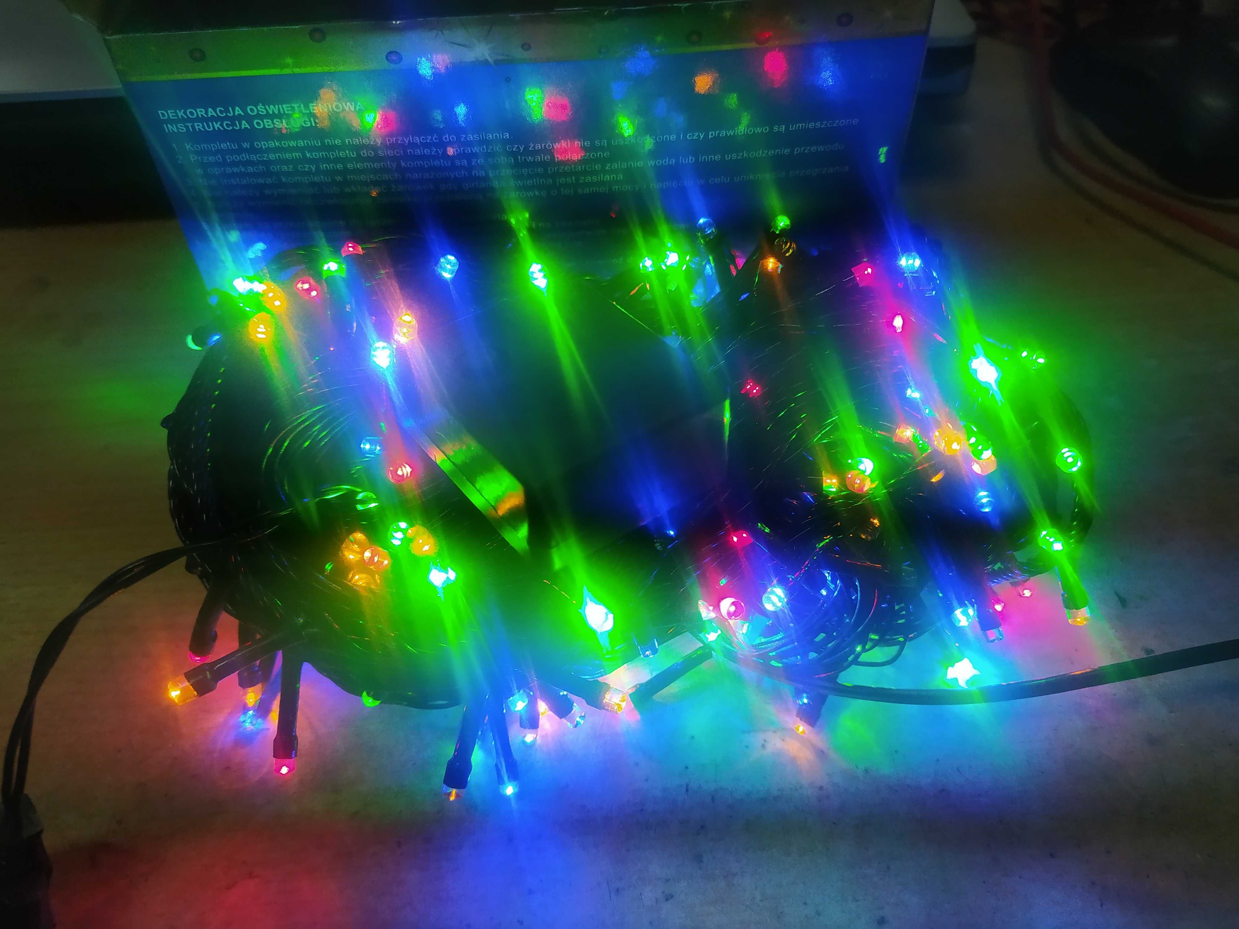 Lampki choinkowe 200 led mulitkolor zielony kabel porządne jakościowo