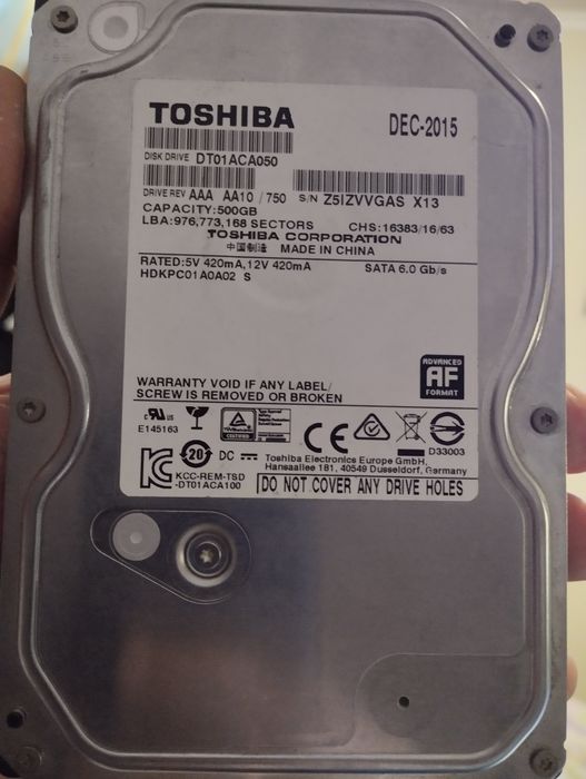 Жёсткий диск Toshiba 500 Gb SATA 6.0 Gb/s