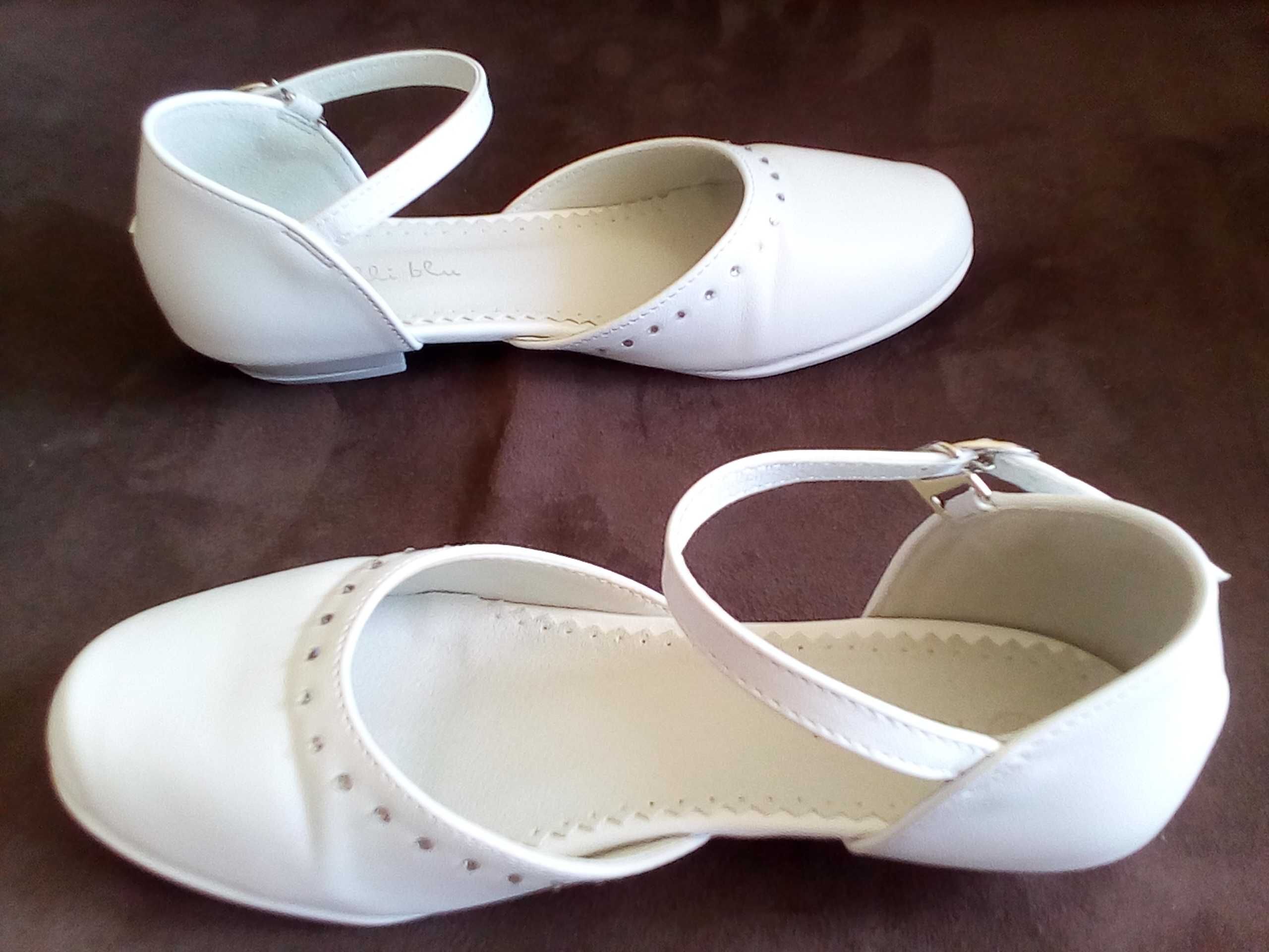 Białe buty pantofle Nelli blu r. 32, wew. 21cm, komunia, wesele