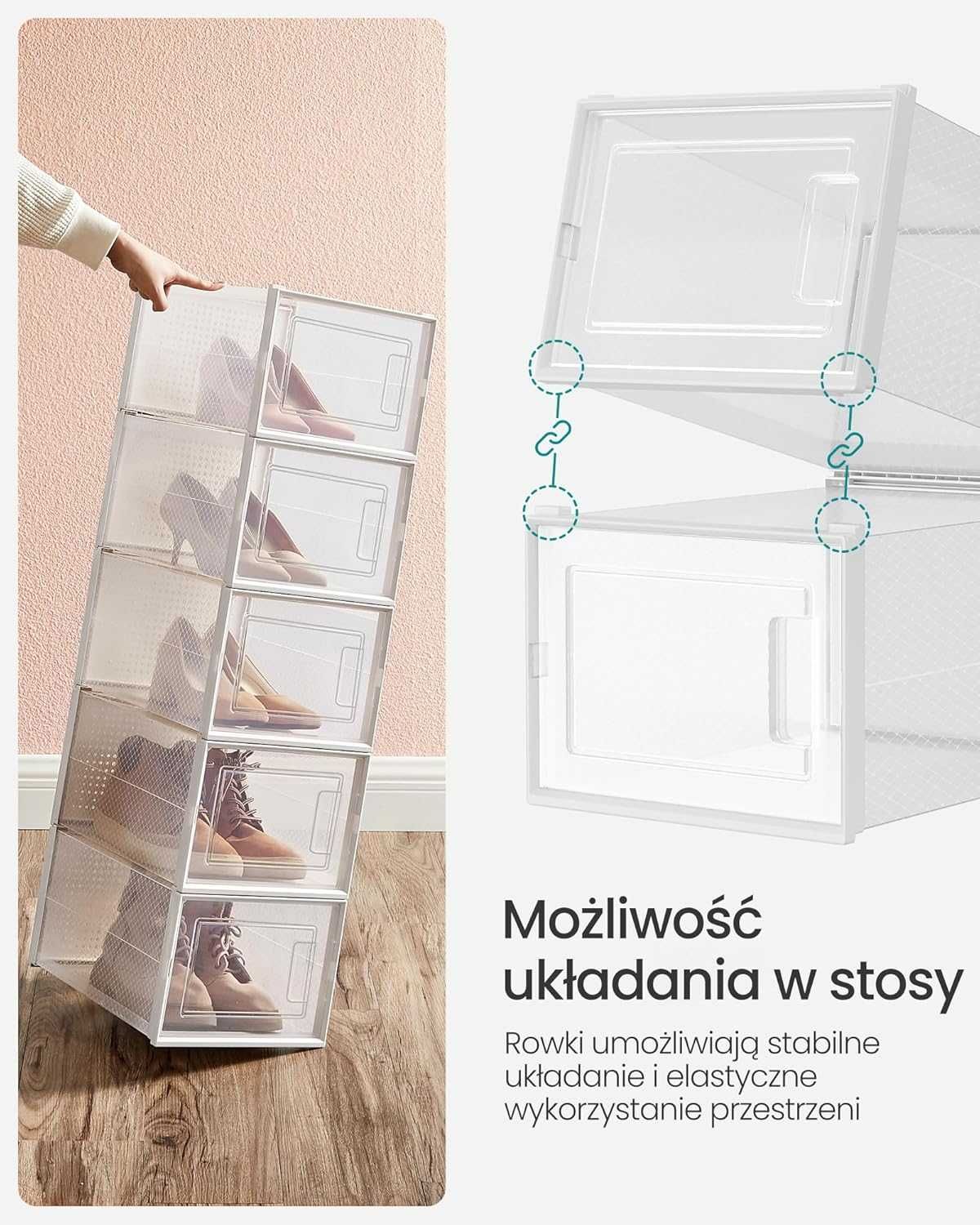 Pudełka na buty 12 szt. składane i sztaplowane, do rozmiaru 46