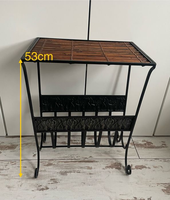 Kuty Stolik kawowy metalowy  czarny z bambusem. Stolik Czarny vintage