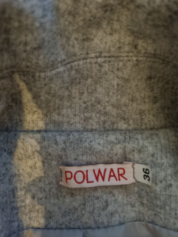 Płaszcz jesienno wiosenny 36 S polwar z wełną  popielaty
