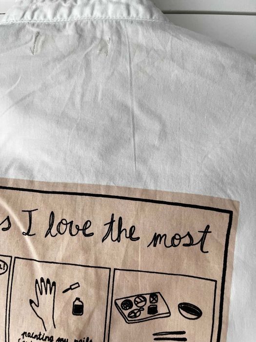 ZARA koszula biała z nadrukiem aplikacją napisy 140