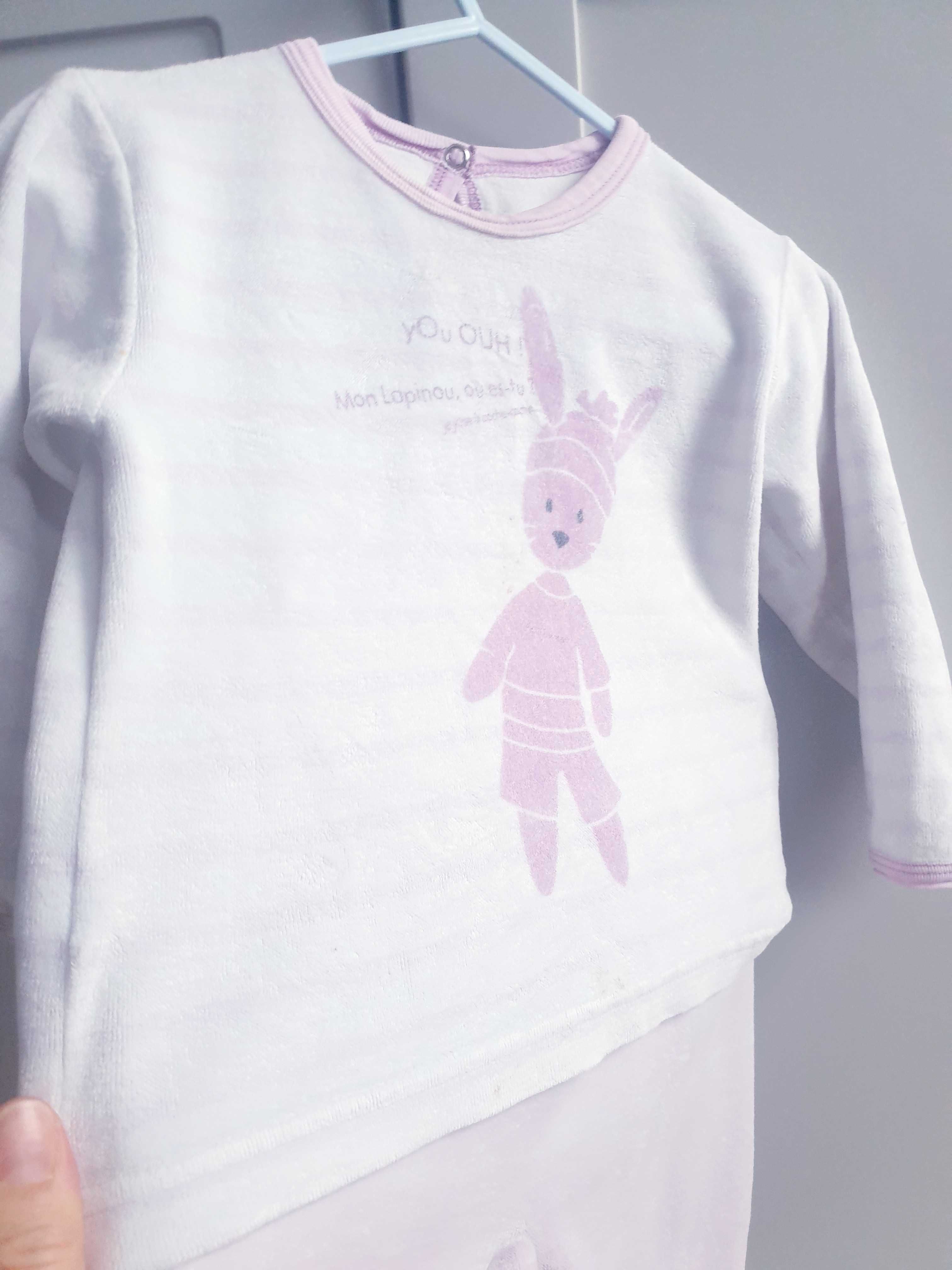 Piżama piżamka dwuczęściowa aksamitna Petit Bateau 74 80