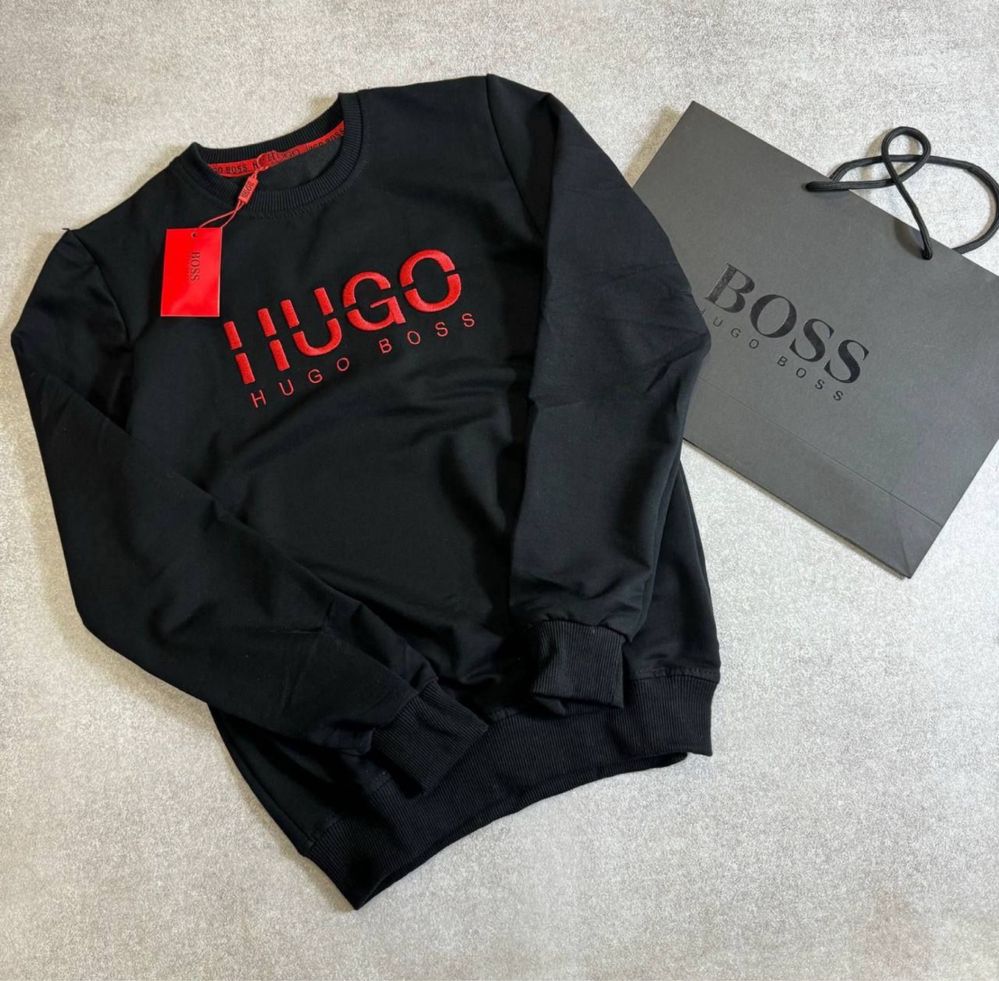 MEGA SALE! Жіночий світшот Hugo Boss у базовому чорному кольорі S-XXL