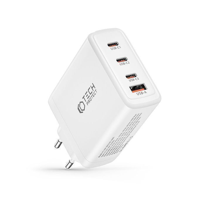 Tech-Protect Nc100W-Gan 4-Port Network Charger Pd100W/Qc3.0 White