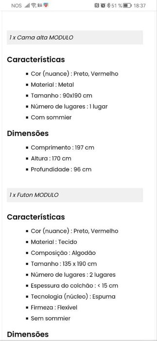Beliche com duas camas