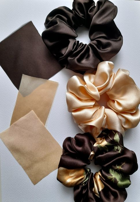 Czekoladowy brąz jedwab naturalny gumka do włosów