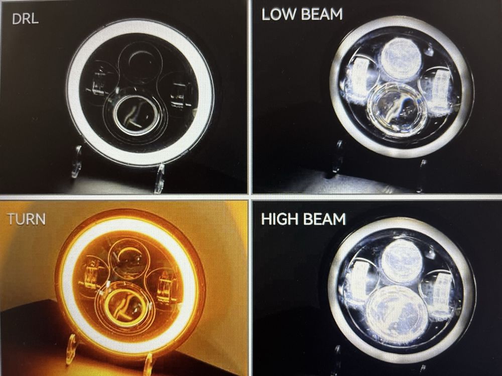 Lampa Led 7'' mocowanie plus Lithbary 4,5 Harley, Yamaha, Honda Suzuki