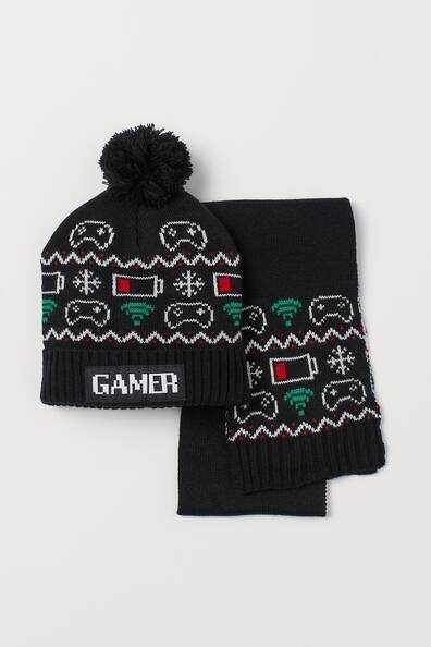 H&M komplet czapka szalik chłopca gamer świąteczny prezent