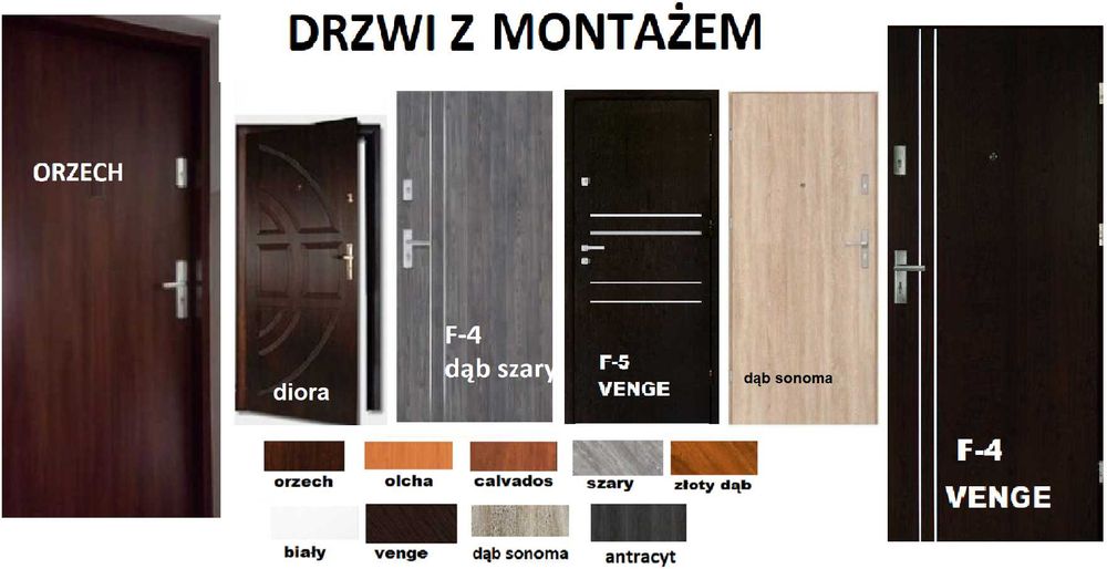 Drzwi wejściowe ZEWNĘTRZNE do mieszkań w BLOKU-domu Z MONTAŻEM