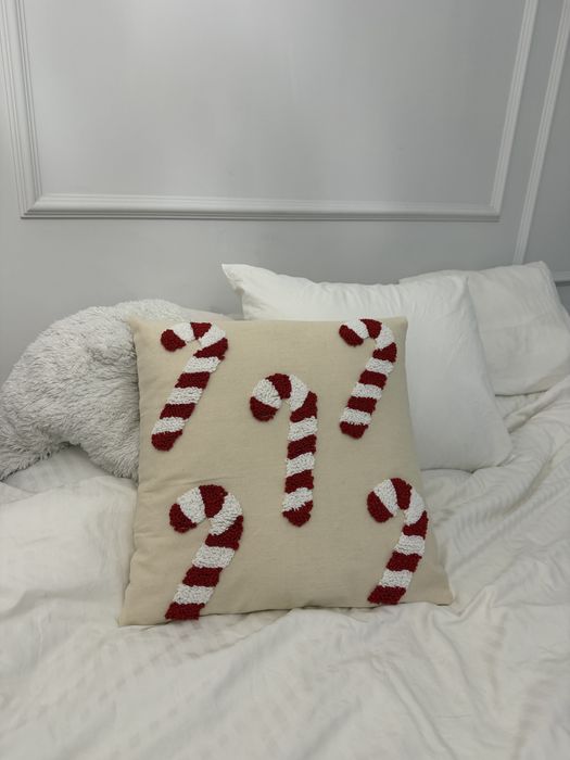 Świąteczna poszewka na poduszke 45x45 laski cukrowe mikołaj wigilia