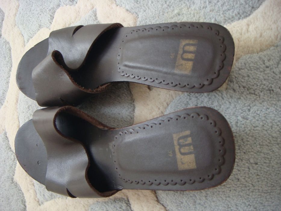 skórzane buty klapki sandały drewniaki nr 39
