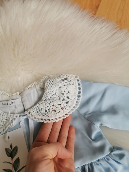 Sukienka na chrzest Chrztu Komplet Zestaw Ma lini 56/62 sesja święta