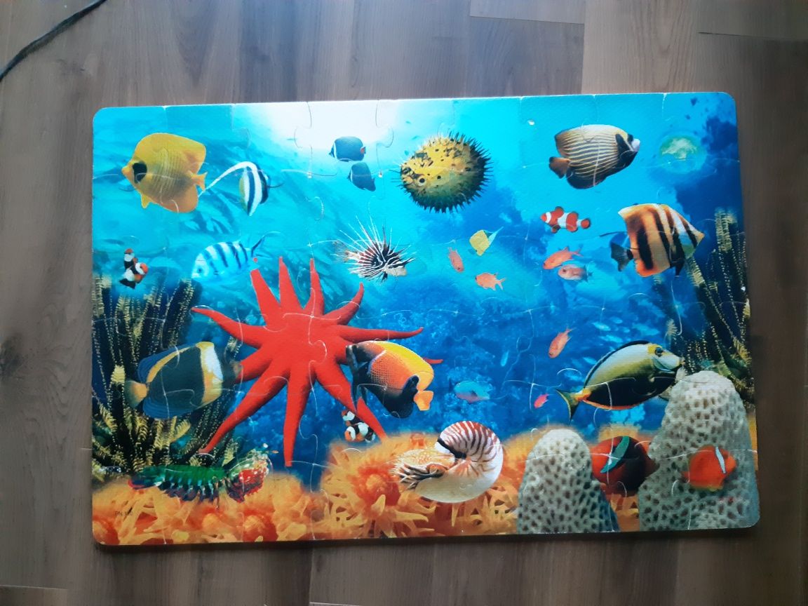 Duże Puzzle piankowe układanka 60x90 rybki akwarium lee chyun wiek 4+