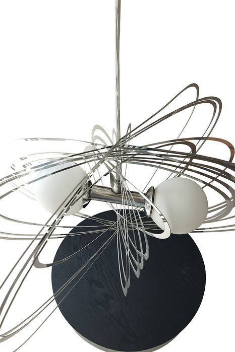 Candeeiro de teto suspenso Vintage em metal prateado espelhado