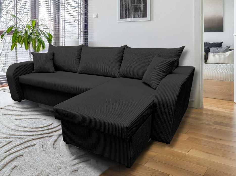 Narożnik PALERMO sztruks poso, funkcja spania, 2x pojemnik na pościel