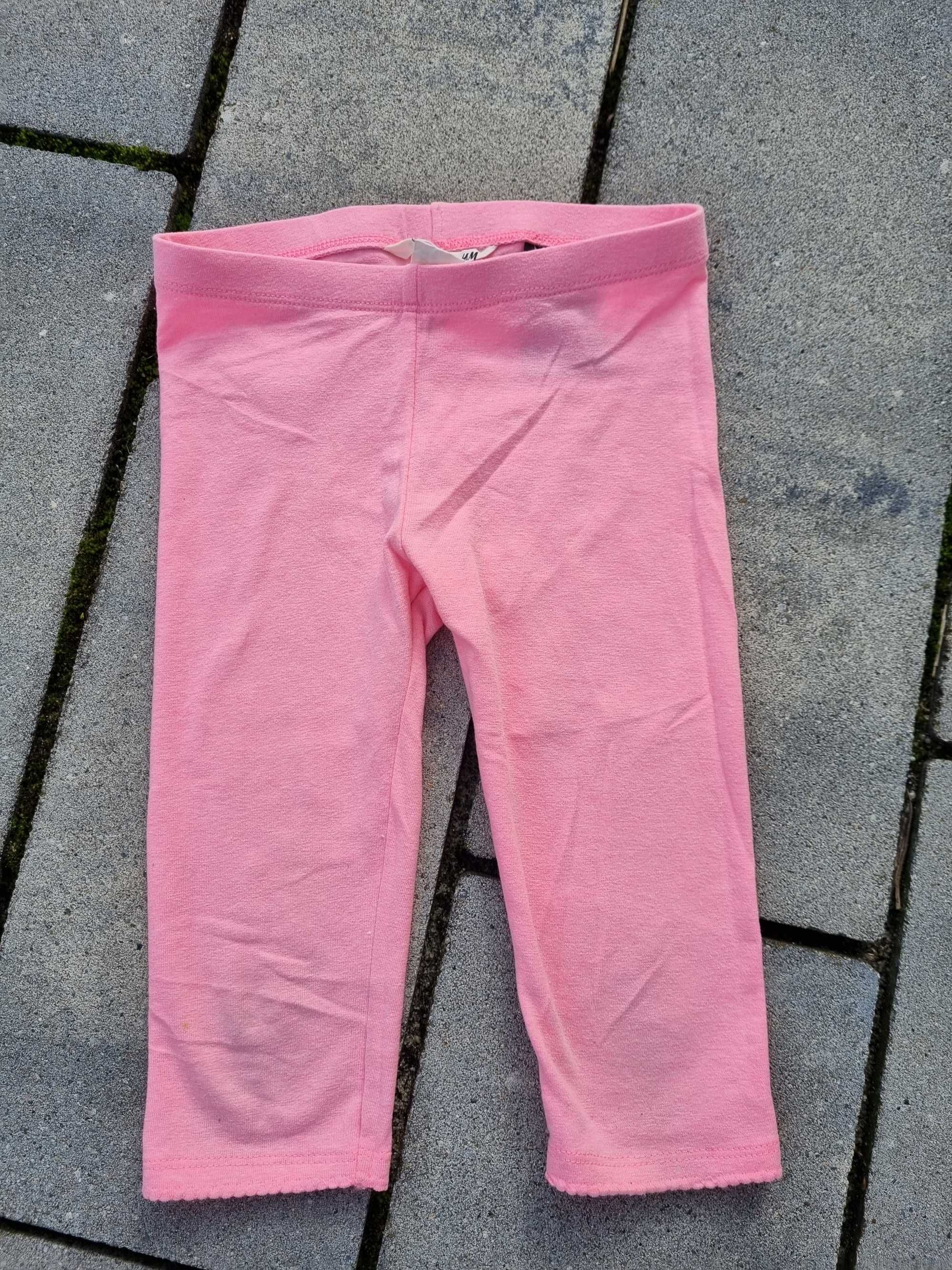 Różowe legginsy H&M rozm 104, długość 3/4