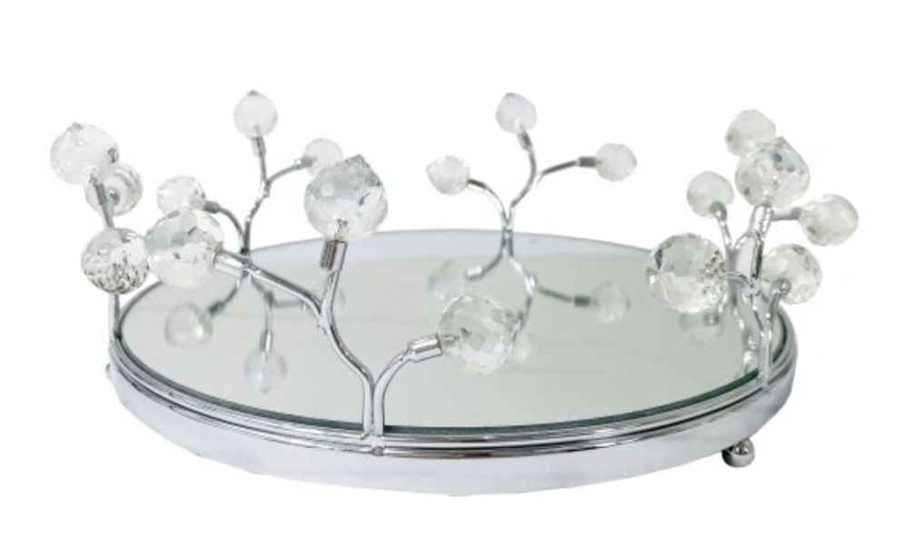 Taca lustrzana tacka srebrna okrągła 25 cm