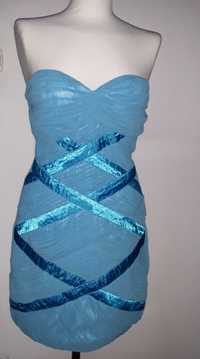Sukienka błękitna bez ramiączek roz.M