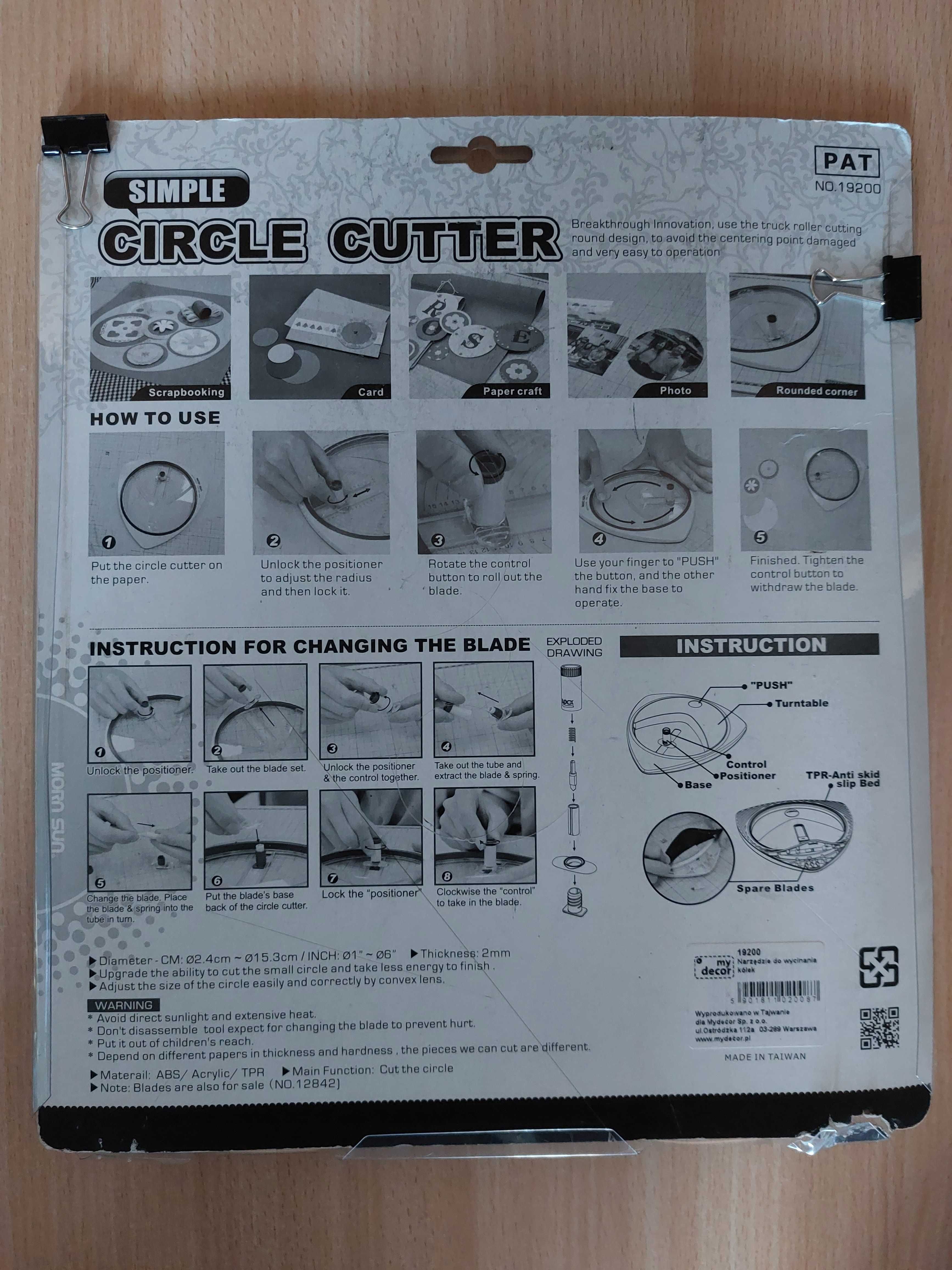 Narzędzie do wycinania kółek Circle cutter