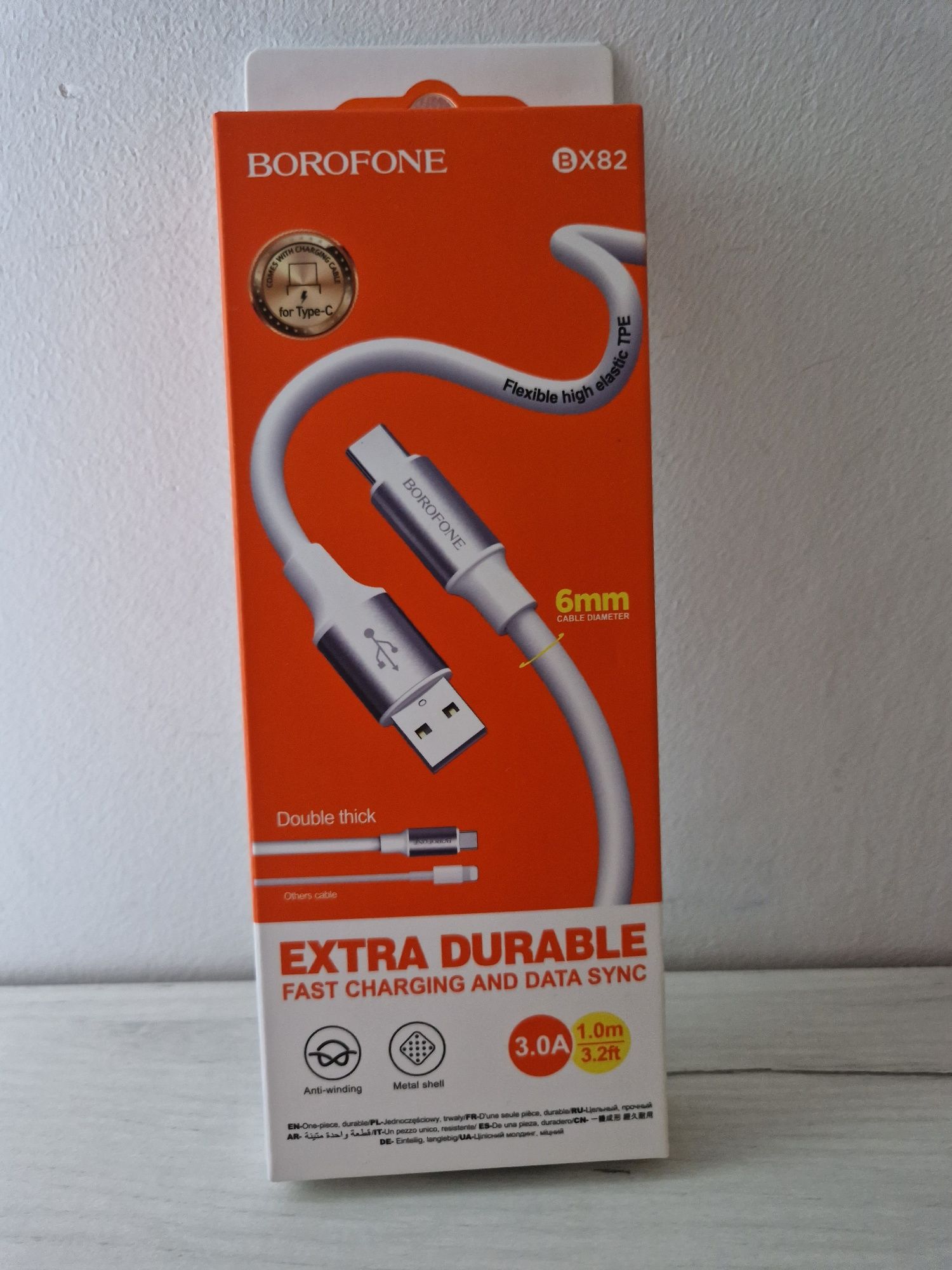 Borofone Kabel BX82 Bountiful - USB na Typ C - 3A 1 metr biały