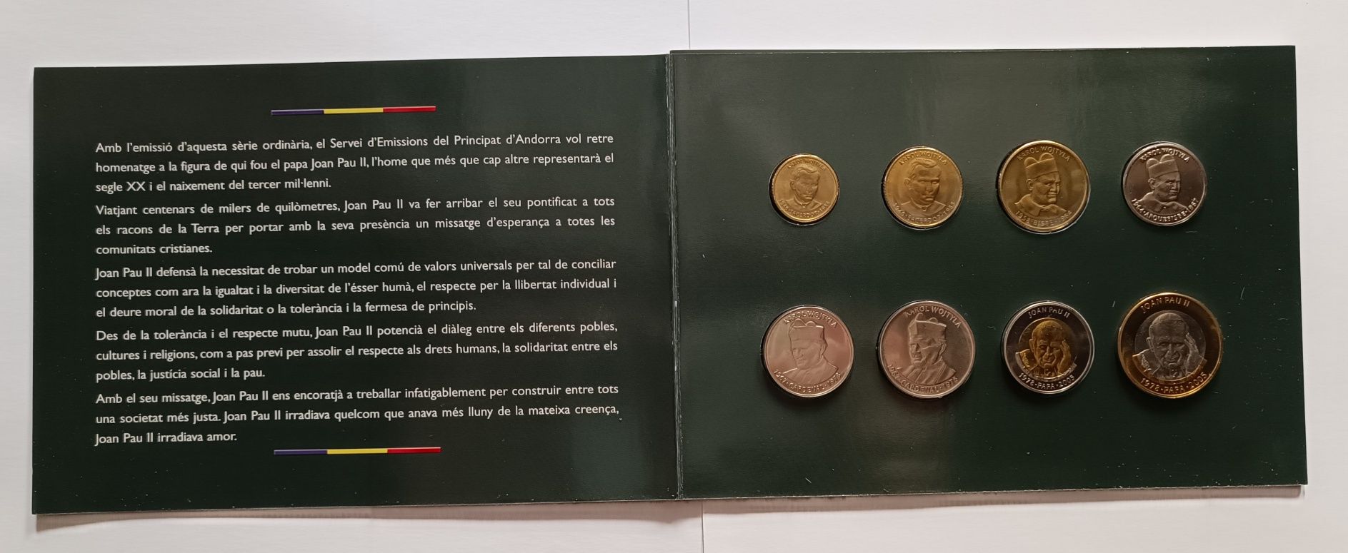 Andorra zestaw 8 monet 2005 Jan Paweł II niski nakład