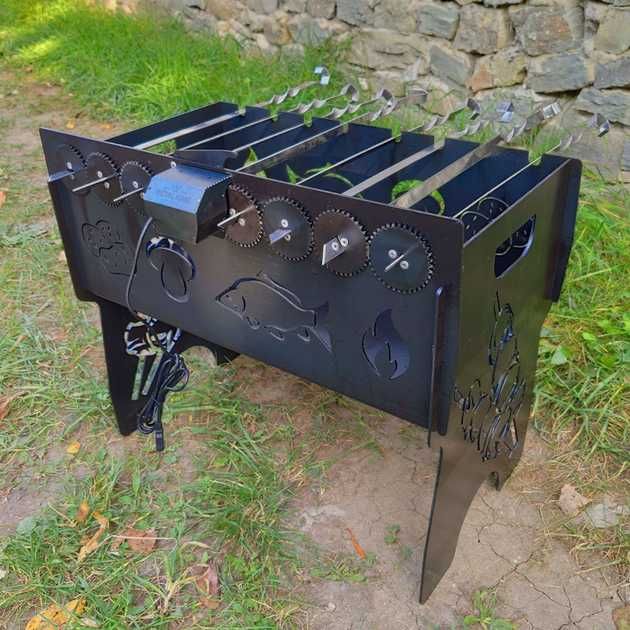 Автоматичний мангал з мотором та індивідуальним гравіюванням розбірний