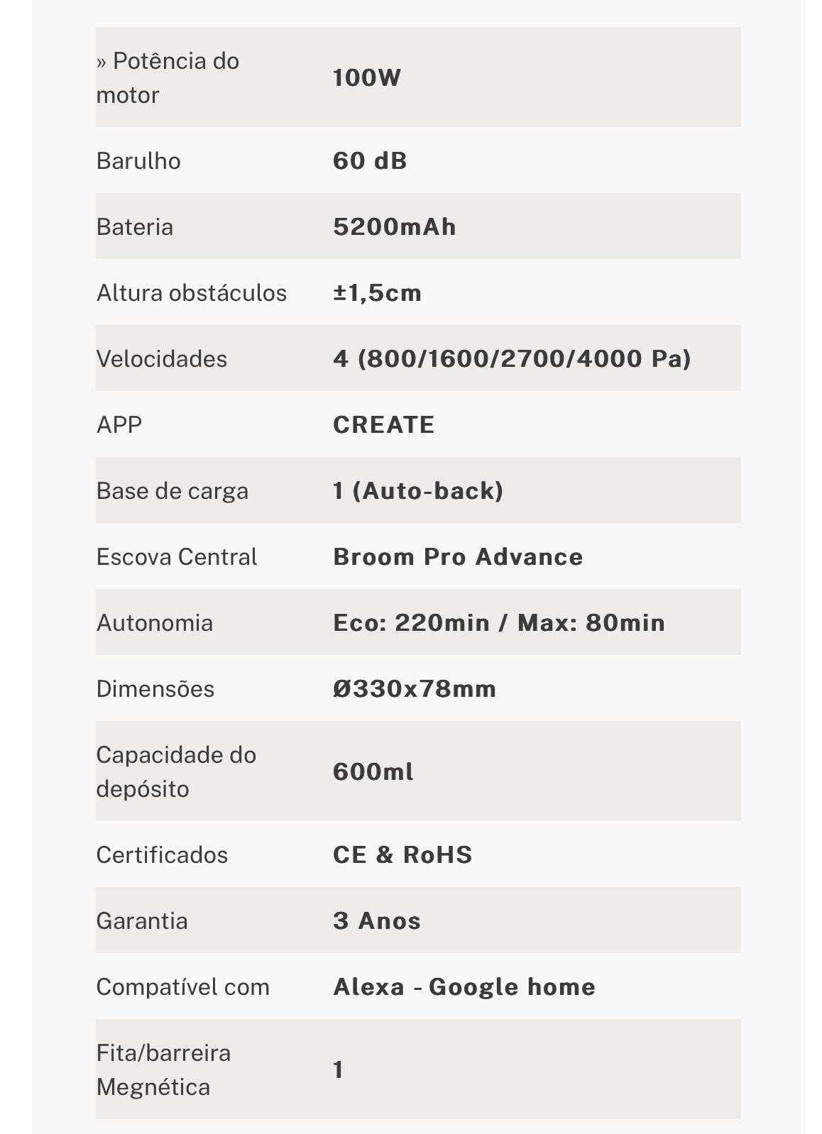 Aspirador robot create