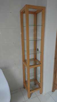 Regał łazienkowy drewniany ze szklanymi półkami 192x37x37 cm