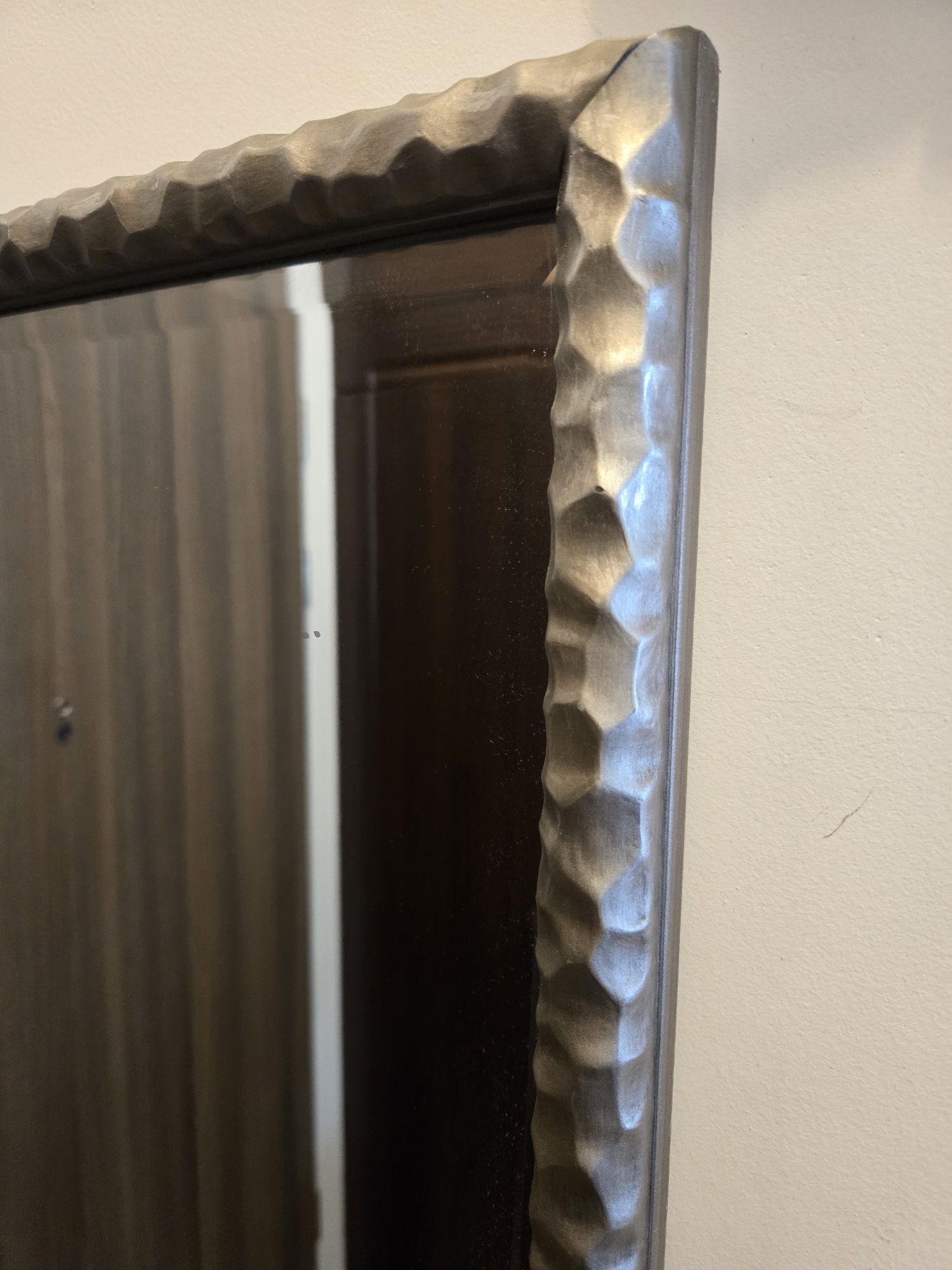 Zara Home lustro w drewnianej rzeźbionej srebrnej ramie