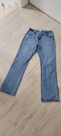 Dżinsy straight high split jeans, rozcięta nogawka H&M rozm. 38