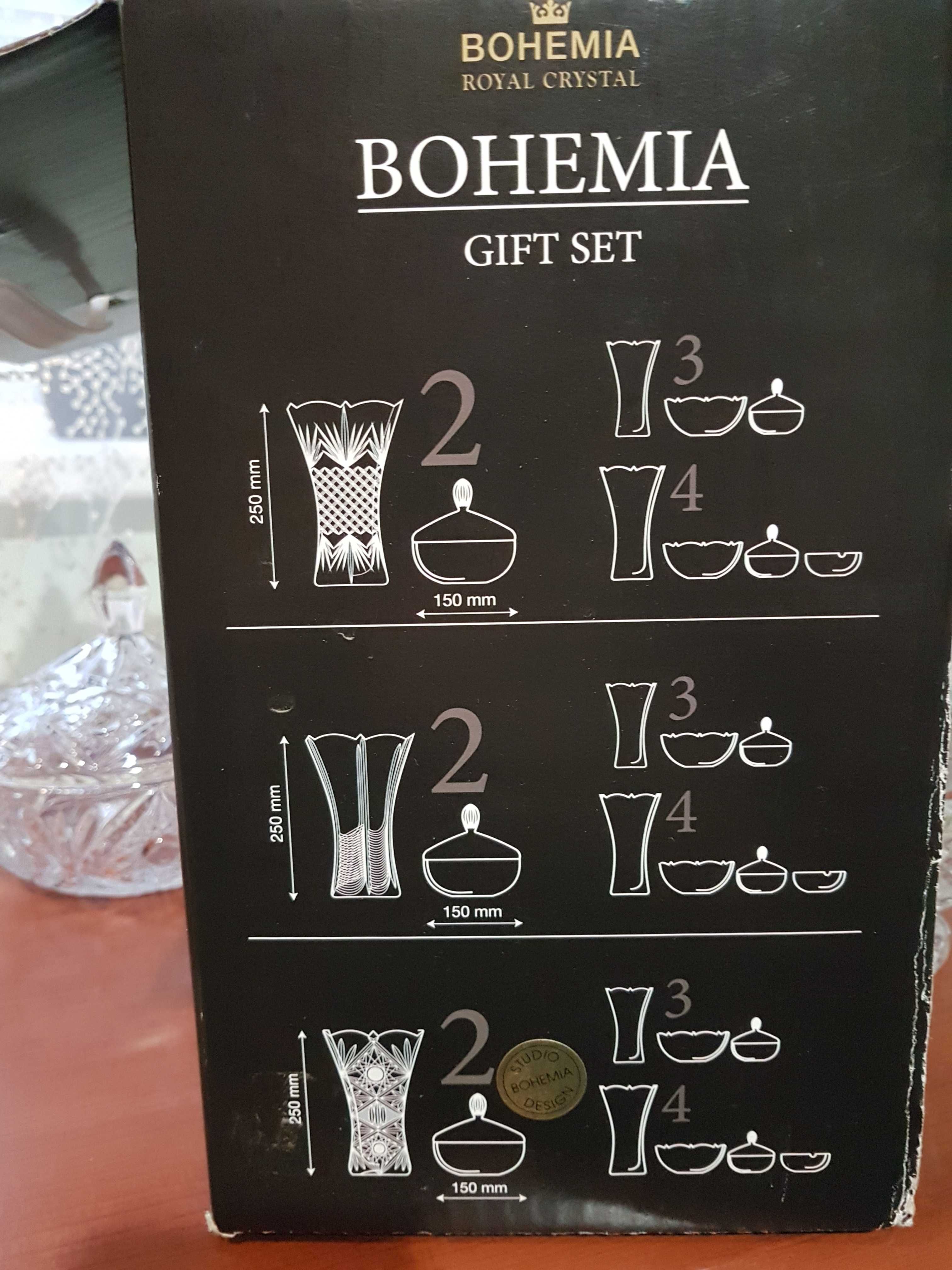 Набір Bohemia ваза і цукерниця кришталеві