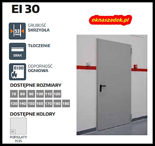 90' Drzwi przeciwpożarowe EI 30 Padilla od ręki! Skład Szadek