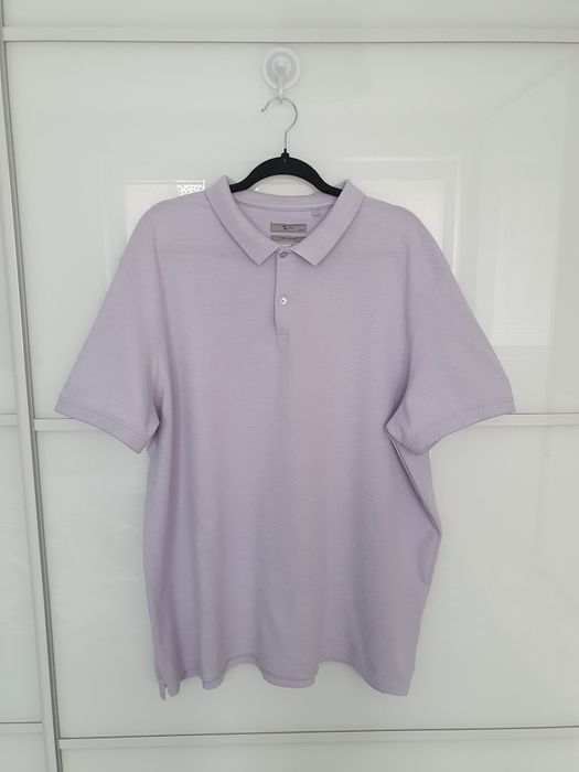 Polo T-shirt męski lawendowy XXL bawełna
