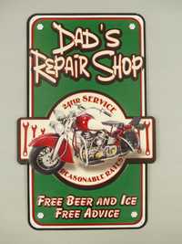 PLAKAT METALOWY szyld Dads repair shop