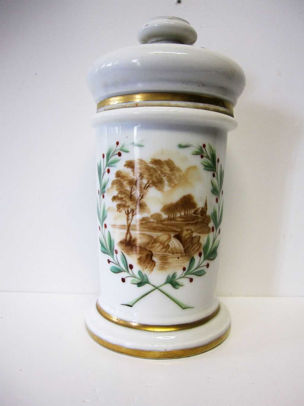 lindo pote vintage em porcelana pintada à mão - marcado