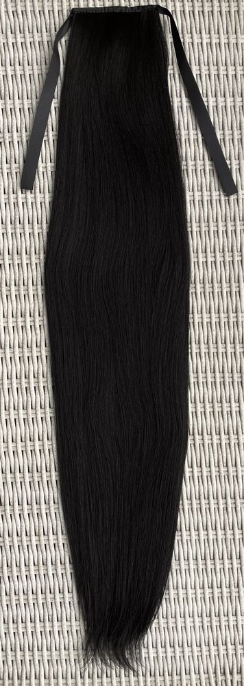 Premium Ultra włosy doczepiane, czarny, kucyk, 80 cm ( 295 )