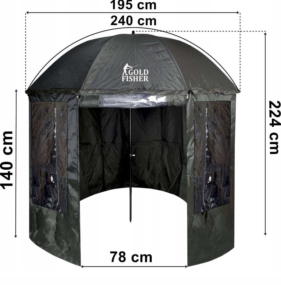 Parasol NAMIOT WĘDKARSKI ZIelony Regulowany 240cm NA RYBY Wodoodporny