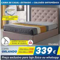 Cama Orlando + Estrado + Colchão Basic 15HR