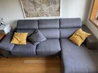 Sofá chais lounge extensível de 3 lugares