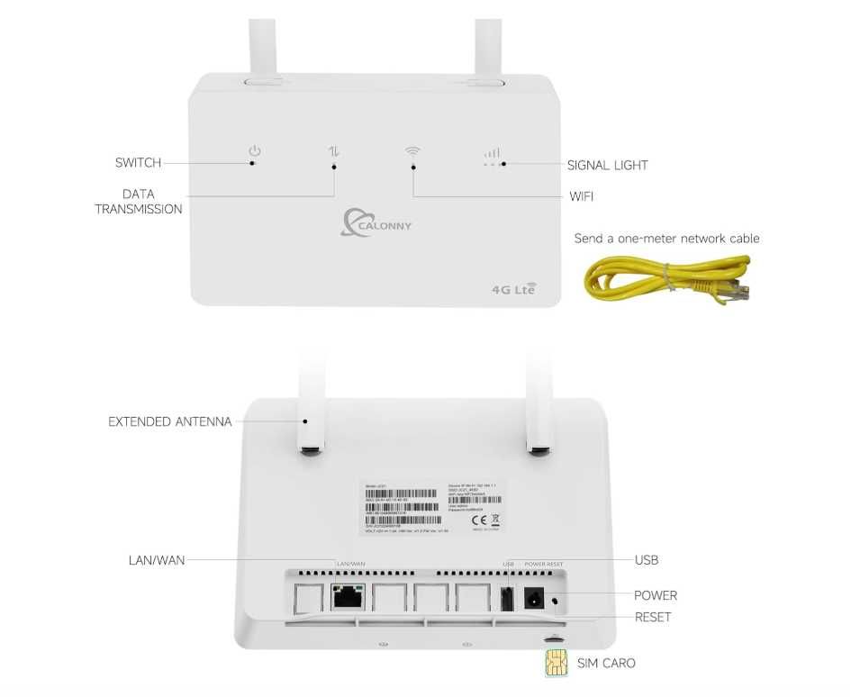 Calonny Router 4G LTE WiFi z kartą SIM cat4 300mbps Wreless Modem