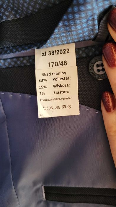 Garnitur slim fit na 170-174 cm wrostu