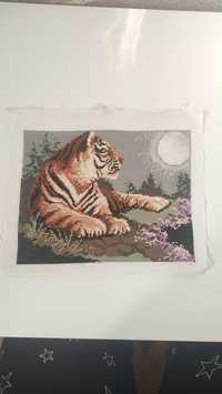 Картина, вышивка Тигр