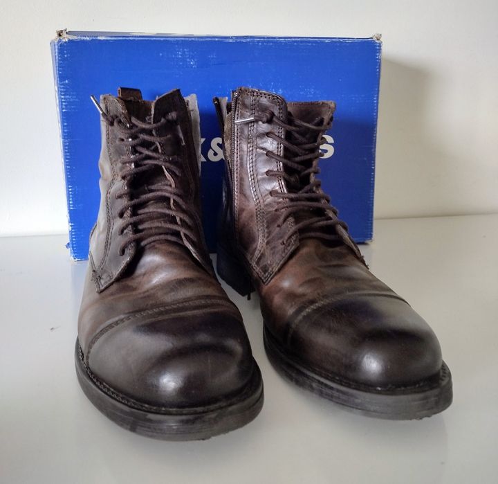 Oryginalne skórzane buty Jack&Jones r.44, Brąz, stan BDB