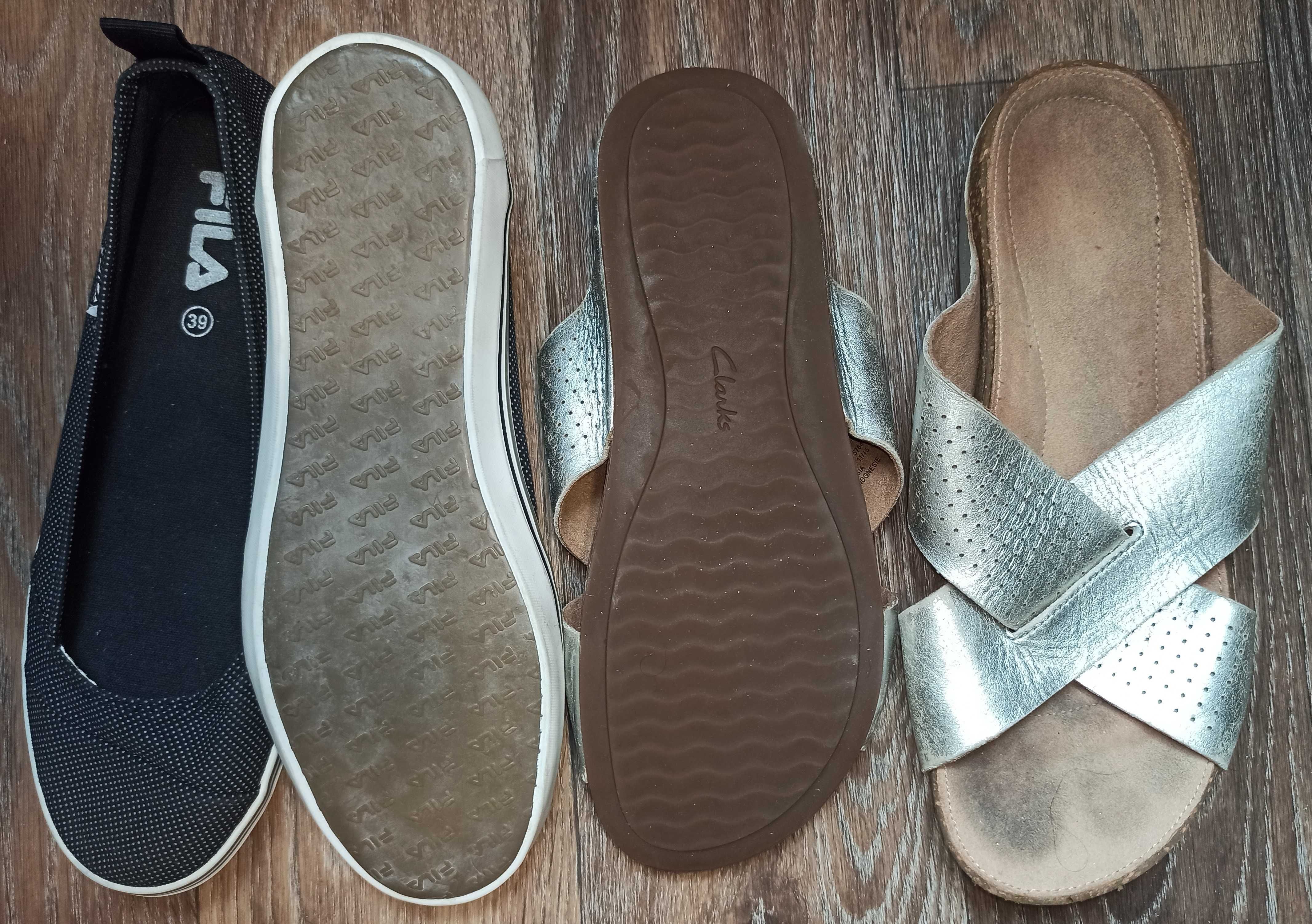 мокасины шлепки fila, clarks 39 размер оригинал