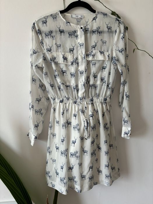 Zwiewna sukienka w jelenie, sarny Mango XS